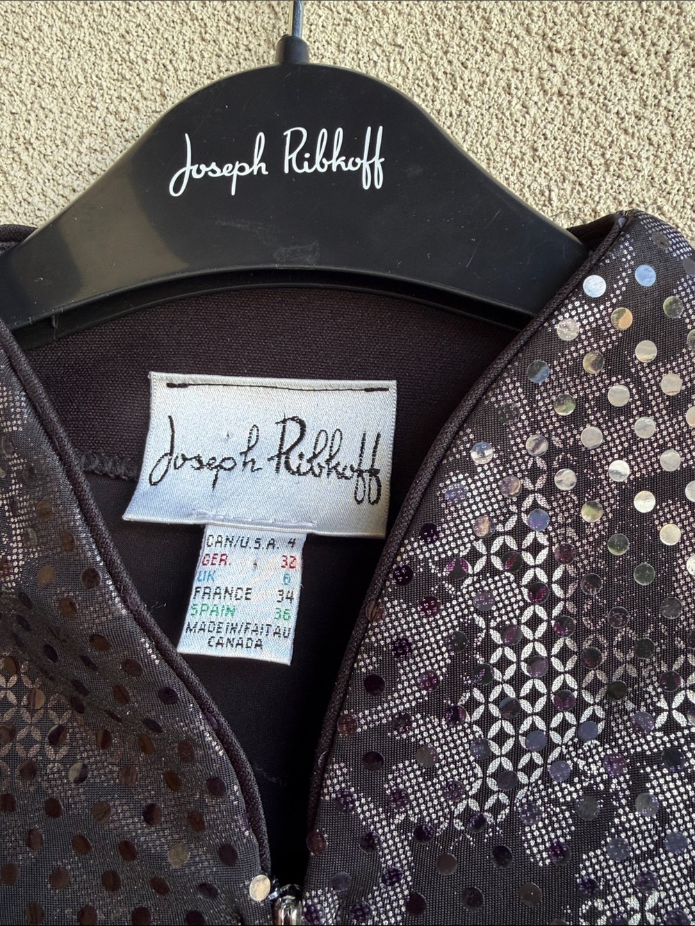 Joseph Ribkoff Black Metallic Pattern Zip-Front Jacket - Picture 2 of 3